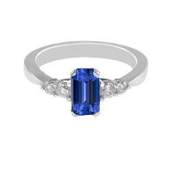 Blauer Saphir Jubiläumsring Runder Aus der Erde Abgebauter Natürlicher Diamant Konischer Schaft 1,75 Karat