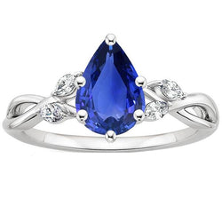 Blauer Saphir-Jubiläumsring mit Marquise-Aus der Erde Abgebauter Natürlicher Diamanten 4,50 Karat