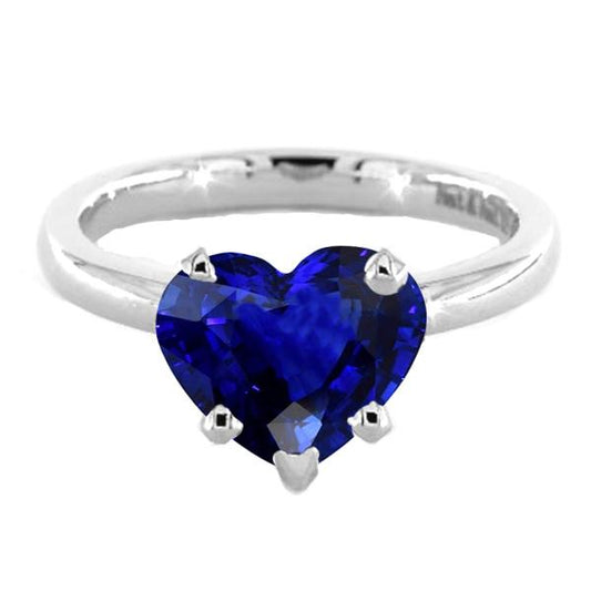 Blauer Saphir Solitaire Herzförmiger Ring 2 Karat 14K Gold - harrychadent.de