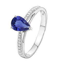 Blauer Saphir Solitaire Ring & Pave Set Aus der Erde Abgebauter Natürlicher Diamantakzente 2,50 Karat