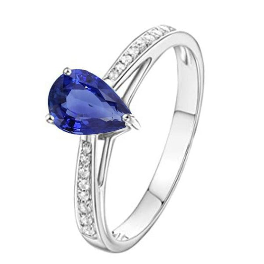 Blauer Saphir Solitaire Ring & Pave Set Diamantakzente 2,50 Karat - harrychadent.de