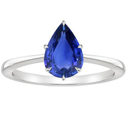 Blauer Saphir Solitär Ring Edelstein Weißgold Konischer Schaft 4 Karat