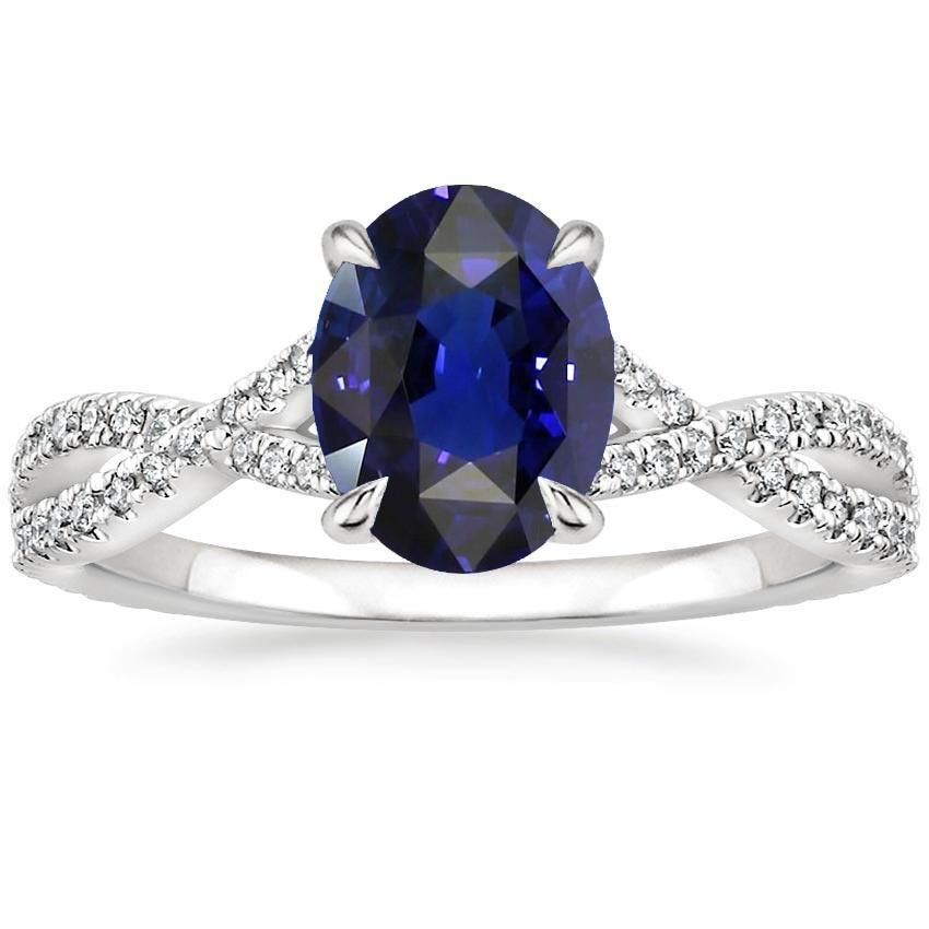 Blauer Saphir-Solitär-Ring im Infinity-Stil mit Akzenten 5 Karat Gold - harrychadent.de