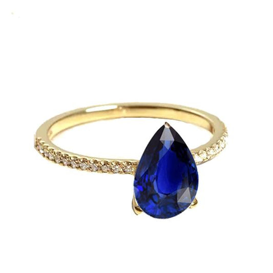 Blauer Saphir Solitär mit Diamantakzenten Edelsteinring 3 Karat - harrychadent.de