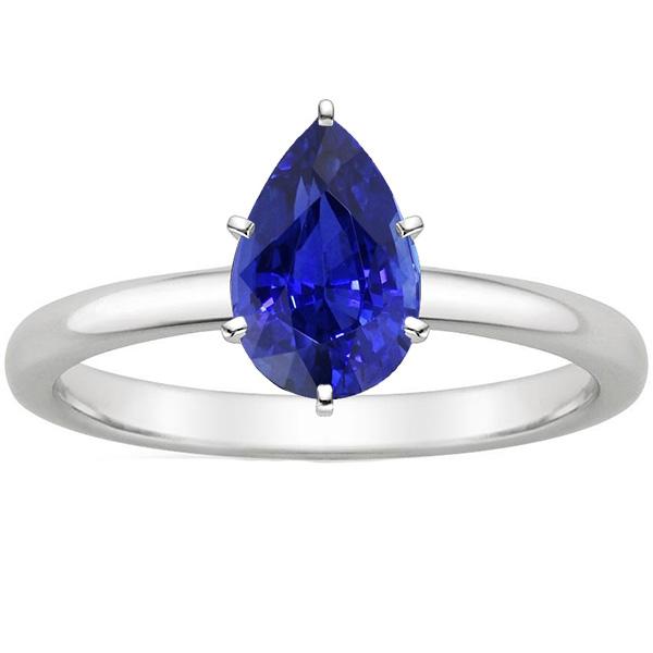 Blauer Saphir Solitärring 4 Karat Edelstein Weißgold 14K - harrychadent.de