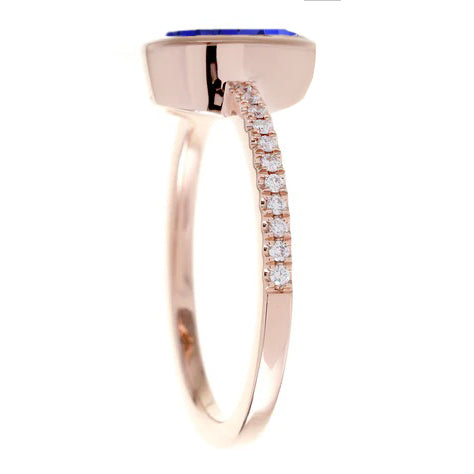 Blauer Saphir-Solitärring-Lünette mit Diamanten Gold 3,50 Karat