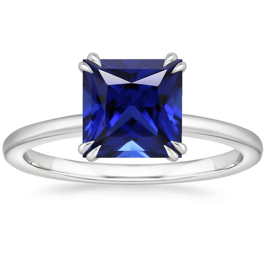 Blauer Saphir Solitärring Princess Cut 5 Karat Krappenset Schmuck - harrychadent.de
