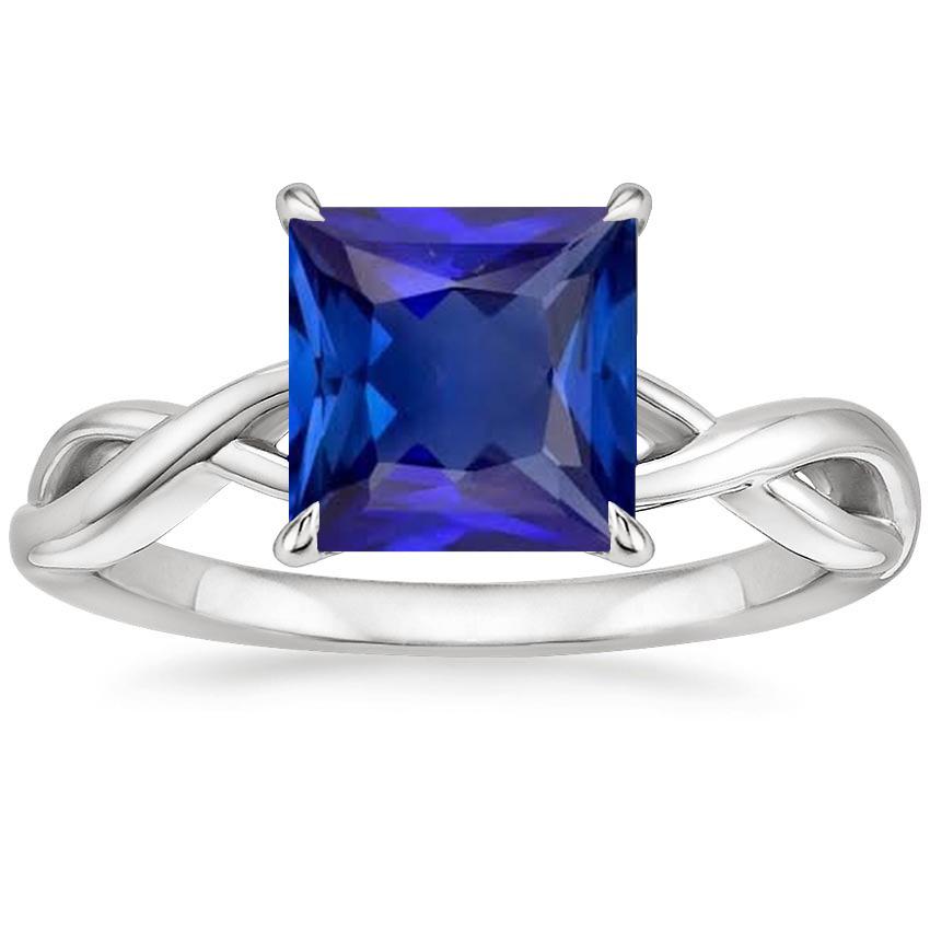 Blauer Saphir Solitärring Princess Cut Weißgold 14K 5 Karat - harrychadent.de