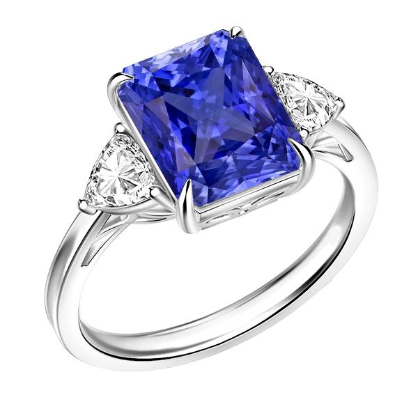 Blauer Saphir Trilliant Diamant 3 Steine Ring 3 Karat Gitterfassung - harrychadent.de