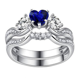 Blauer Saphir-Verlobungsring mit goldenem Aus der Erde Abgebauter Natürlicher Diamantband 3 Karat 14K