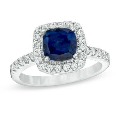 Blauer Saphir mit Diamanten 3.50 ct Jubiläumsring Weißgold 14K - harrychadent.de
