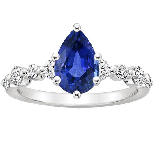 Blauer Saphir & runder Diamant-Verlobungsring mit Akzenten 4,25 Karat - harrychadent.de