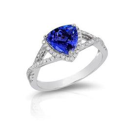 Blauer Saphir und Diamanten 3.66 Karat Ring Weißgold 14K