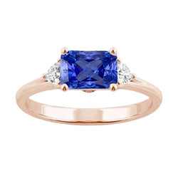 Blauer Saphirring mit 3 Billionen Aus der Erde Abgebauter Natürlicher Diamanten 2,50 Karat geteilter Schaft
