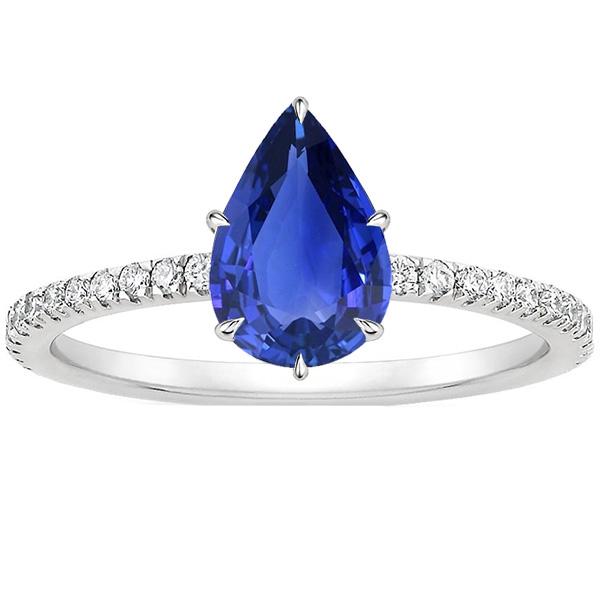 Blauer Saphirring mit Pave-Set Diamantakzenten Gold 4,50 Karat - harrychadent.de