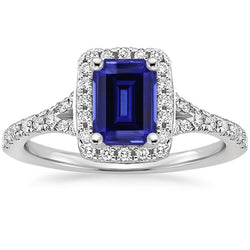 Blauer Smaragd-Ceylon-Saphir-Aus der Erde Abgebauter Natürlicher Diamant-Verlobungsring 3 Karat