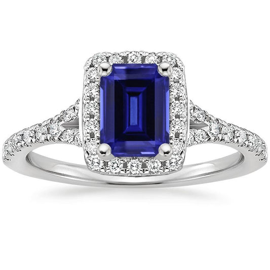 Blauer Smaragd-Ceylon-Saphir-Diamant-Verlobungsring 3 Karat - harrychadent.de