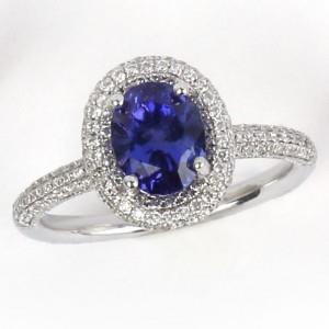 Blauer Tansanit mit Diamanten 10,75 ct Ehering Weißgold 14K - harrychadent.de