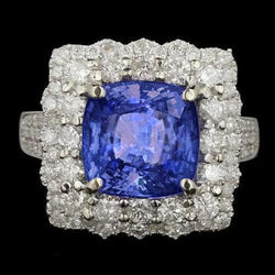 Blauer Tansanit mit Diamanten 9,75 ct Ehering Gold 14K