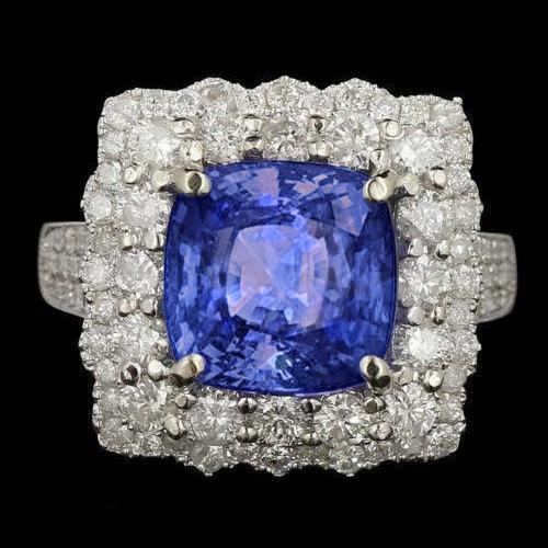 Blauer Tansanit mit Diamanten 9,75 ct Ehering Gold 14K - harrychadent.de