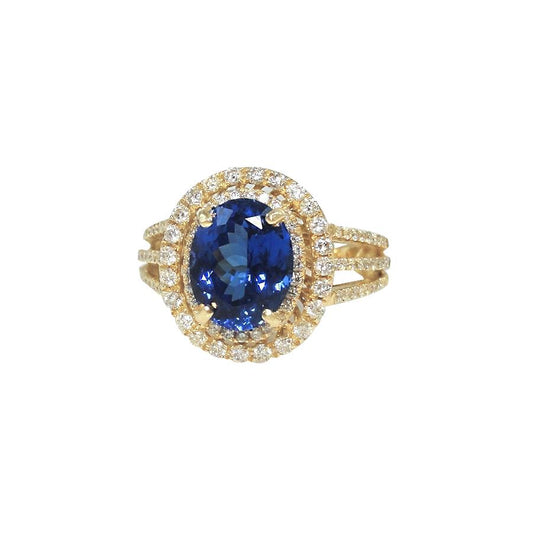 Blauer ovaler Tansanit-Diamantring 6 Karat 14 Karat Gelbgold - harrychadent.de