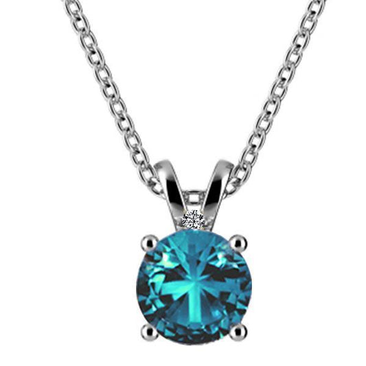 Blautopas & Aus der Erde Abgebauter Natürlicher Diamant-Edelstein-Anhänger-Halskette 7.05 ct. Weißgold 14K