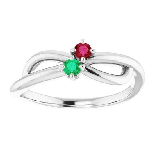 Burma Rubin 0,30 Karat grüner Smaragd Infinity Twist Edelsteinring - harrychadent.de