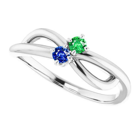 Ceylon Blau & Grüner Smaragd Ring 0.30 Karat Infinity Twist Damen - harrychadent.de