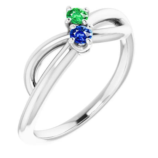 Ceylon Blau & Grüner Smaragd Ring 0.30 Karat Infinity Twist Damen - harrychadent.de