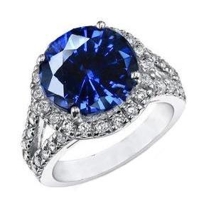 Ceylon Blauer Saphir Rundschliff Diamantring 3,75 Karat Goldschmuck - harrychadent.de