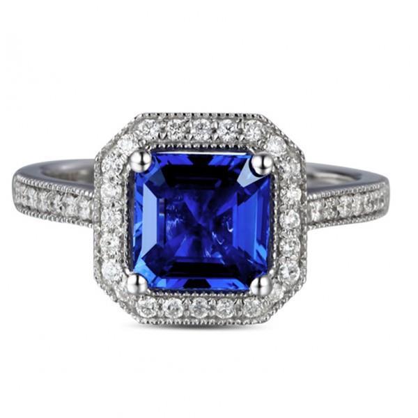 Ceylon Blauer Saphir Schmuck Diamant Ehering Gold Weiß 4 Karat - harrychadent.de