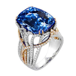 Ceylon Blauer Saphir und Diamanten 8,51 Ct Ring Zweifarbig