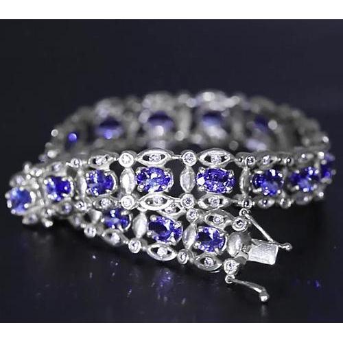 Ceylon Blue Diamant Armband 15 Karat Weißgold Damen Schmuck - harrychadent.de