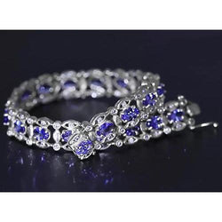Ceylon Blue Diamant Armband 15 Karat Weißgold Damen Schmuck