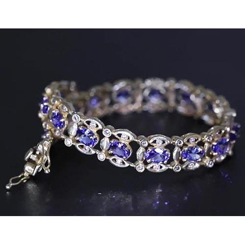 Ceylon Blue Diamant Armband 26.40 Karat Weißgold Damen Schmuck - harrychadent.de