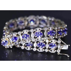 Ceylon Blue Diamant Armband 26.40 Karat Weißgold Damen Schmuck