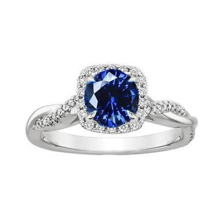Ceylon Blue Saphir Diamanten 3 Karat Ehering Weißgold 14K - harrychadent.de