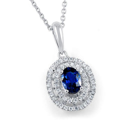 Ceylon Blue Sapphire Diamant 2,70 Karat Anhänger Weißgold 14K