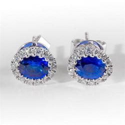 Ceylon Blue Sapphire Diamant Damen Ohrring Weißgold 2.60 Ct