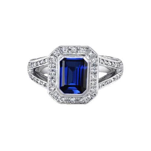 Ceylon Blue Sapphire Diamants 5.36 Karat Ring Naturedelstein Neu