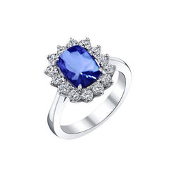 Ceylon Saphir 4,25 Karat Aus der Erde Abgebauter Natürlicher Diamanten Ring Weißgold 14K