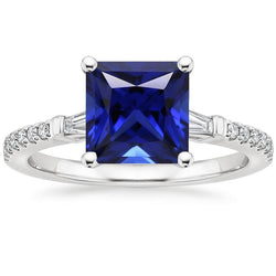 Ceylon Saphir Diamant Akzente Ring Solitaire Princess Cut 5,50 Karat