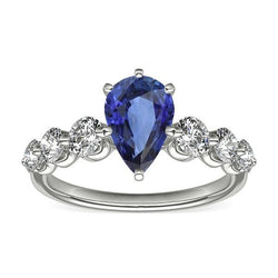 Ceylon Saphir & Aus der Erde Abgebauter Natürlicher Diamant Jubiläumsring Edelsteinschmuck 3 Karat