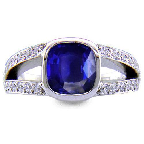 Ceylon-Saphir-Diamant-Ring Weißgold 14K 4.5 Karat