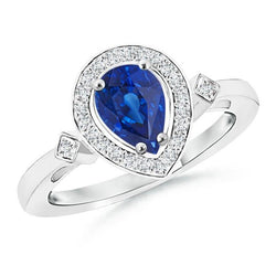 Ceylon Saphir Aus der Erde Abgebauter Natürlicher Diamanten 3,20 Karat Ring Weißgold 14K
