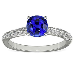 Ceylon Saphir Edelstein Ring Doppel Pave Diamanten 3 Karat