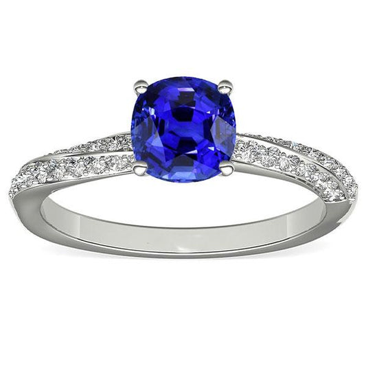 Ceylon Saphir Edelstein Ring Doppel Pave Diamanten 3 Karat - harrychadent.de