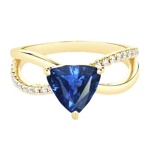 Ceylon Saphir Edelstein Ring Trillion 1,50 Karat Split Shank Diamanten - harrychadent.de