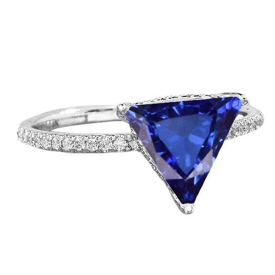 Ceylon Saphir Edelstein Ring Trillion Diamant Akzent 2,50 Karat - harrychadent.de