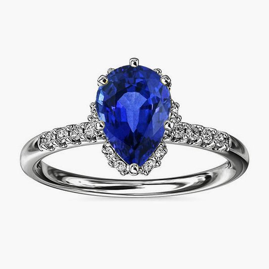 Ceylon Saphir Halo Verlobungsring für Damen & Diamanten 4 Karat - harrychadent.de